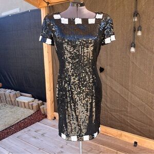 A.J. Bari Black and White Sequin Mini Dress